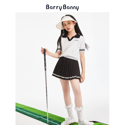 BarryBanny女童短袖T恤2025夏季新款兒童洋氣女孩上衣翻領POLO衫
