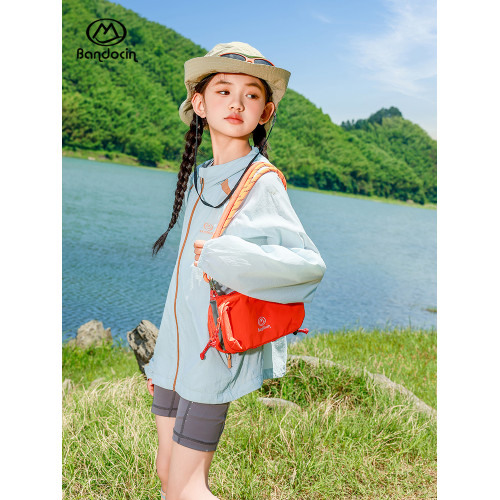 【輕量防曬】半度閒女童戶外防曬衣夏季薄款透氣兒童夏裝連帽外套