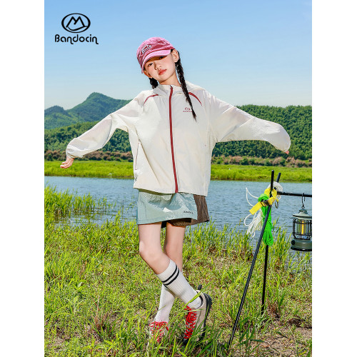 【輕量防曬】半度閒女童戶外防曬衣夏季薄款透氣兒童夏裝連帽外套