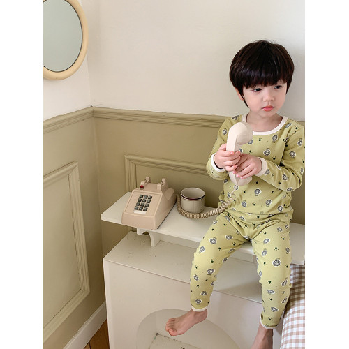 2025新款兒童睡衣男女童A類280g羊毛拉架家居服寶寶純棉秋衣秋褲