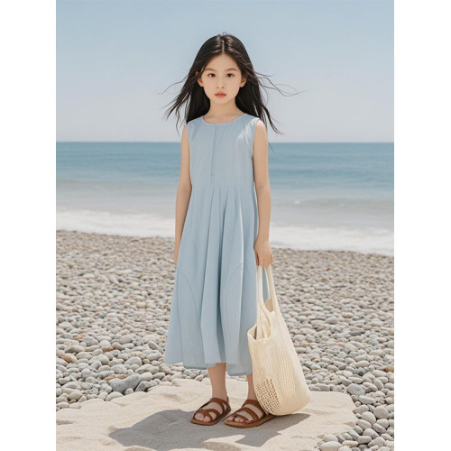 女童超火連衣裙夏季2025新款兒童中大童洋氣沙灘背心裙夏裝公主裙