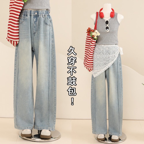 【CC家居控】女童春裝褲子女大童春秋款彎刀牛仔褲潮C4600