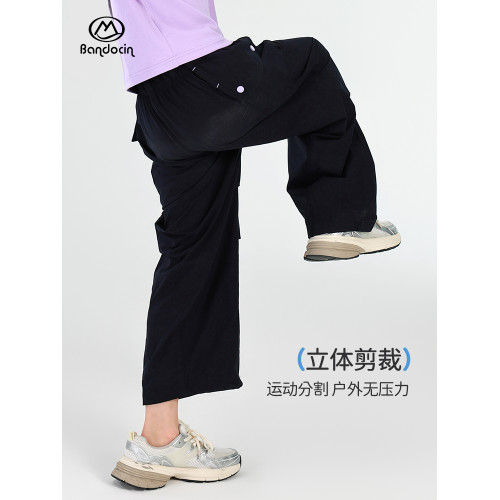 半度閒女童夏季薄款抗皺繖兵褲洋氣2025新款兒童夏裝透氣工裝長褲