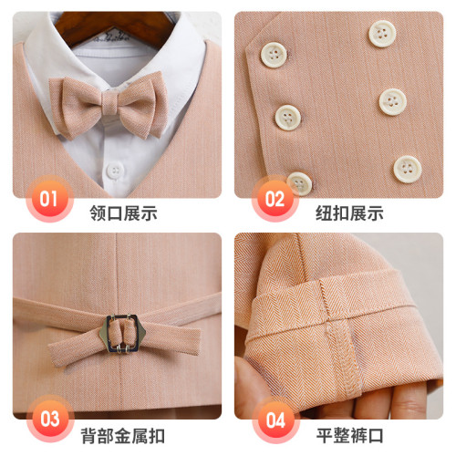 英國NEXT APK兒童西服套裝短袖襯衫馬甲短褲男童活動生日演出服
