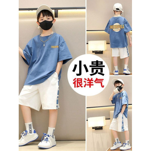 安哼安哼兒童男童夏裝套裝2025洋氣新款男孩夏季中大童運動兩件套