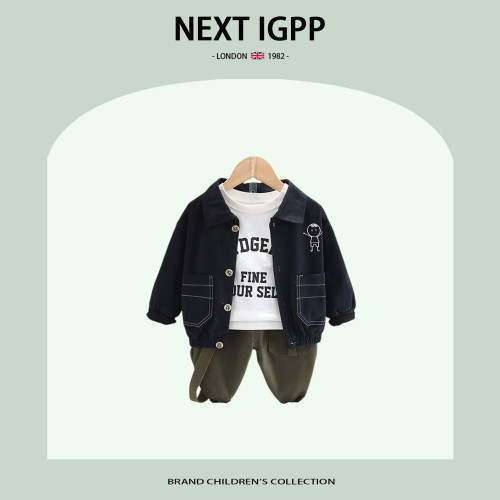 英國NEXT IGPP男童裝三件套男孩工裝褲夾克外套休閒褲打底衫套裝