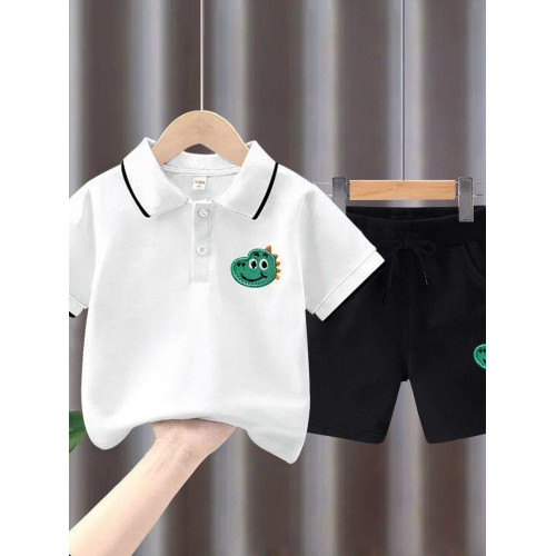 安哼安哼兒童短袖套裝男童夏季POLO衫男孩短褲運動套裝夏季網紅爆