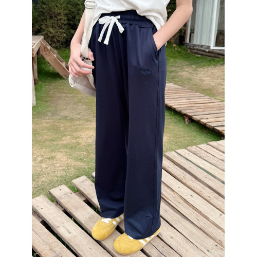 夏季薄款女童窄版直筒褲兒童休閒長褲中大童女孩運動褲子藏青色