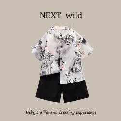 英國NEXT  wild男童新中式套裝夏季兒童漢服小少爺夏裝短袖兩件套