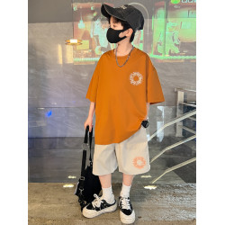 BAKUXIA男童夏裝純棉套裝夏季短袖運動洋氣大兒童男孩痞帥兩件套