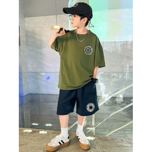 BAKUXIA男童夏裝純棉套裝夏季短袖運動洋氣大兒童男孩痞帥兩件套