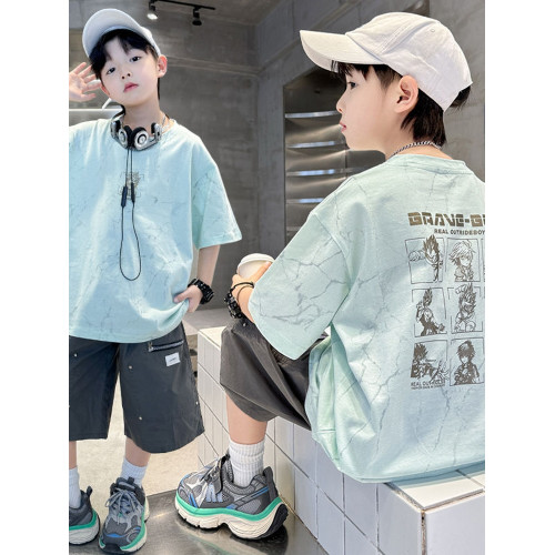 男童夏季套裝2025新款兒童裝夏裝潮帥氣時髦男孩短袖運動夏款衣服