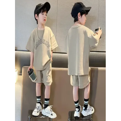 套裝男孩2025NEWHOT運動衣服夏裝兒童帥氣新款中大男童兩件套短袖