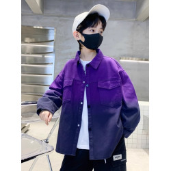 英國next svip2025秋款男孩牛仔長袖上衣寬松帥氣男童襯衫外套潮