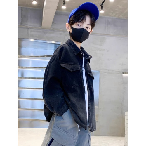 英國next svip2025秋款男孩牛仔長袖上衣寬松帥氣男童襯衫外套潮