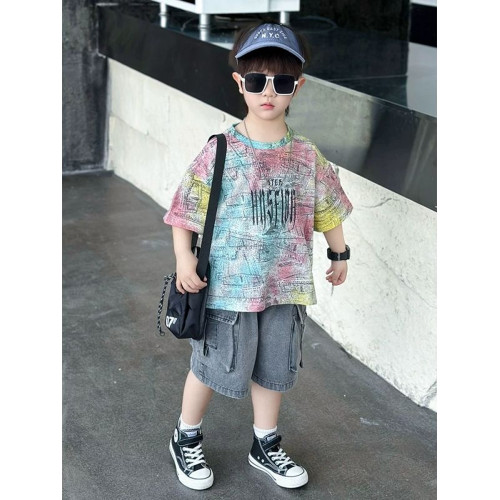 童裝男童夏季套裝2025新款兒童短袖帥氣男孩夏裝韓版時髦運動衣服