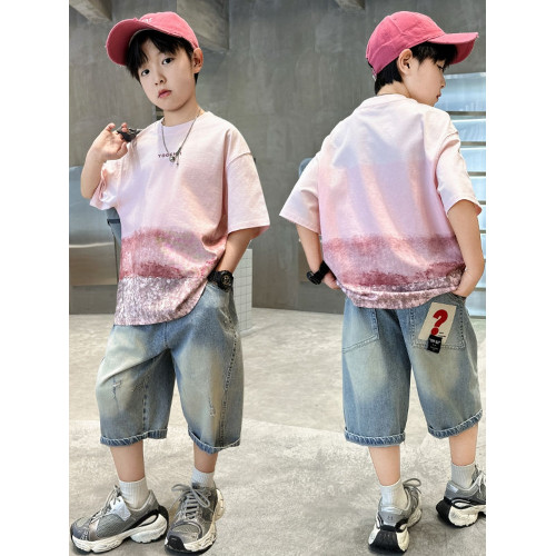 男童夏裝短袖洋氣t恤男孩中大兒童酷帥氣純棉半袖夏季上衣服潮牌T