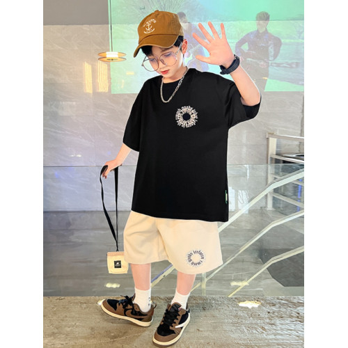 BAKUXIA男童夏裝純棉套裝夏季短袖運動洋氣大兒童男孩痞帥兩件套
