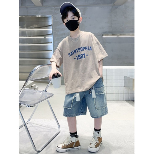 男童夏裝套裝2025新款兒童潮牌洋氣短袖純棉兩件套中大童帥氣時髦