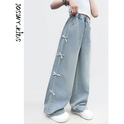 卓詩尼女童褲子秋裝2025新款兒童秋季中大童春秋濶腿牛仔褲夏薄款