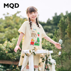 MQD童裝2025夏季新款兒童連衣裙夏裝女童學院風T恤裙寬松短袖裙