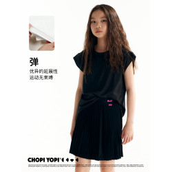 chopiyopi童裝 兒童運動網球T恤夏季新款女童網孔透氣飛袖上衣