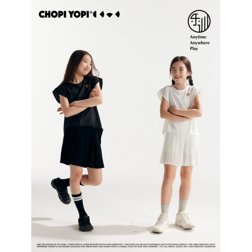 chopiyopi童裝 兒童運動網球T恤夏季新款女童網孔透氣飛袖上衣