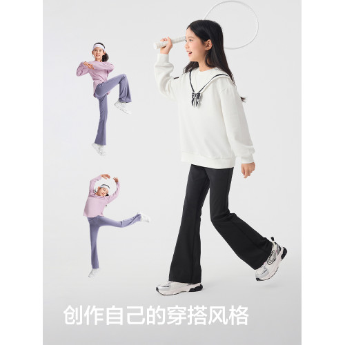 巴拉巴拉女童運動褲中大童喇叭褲兒童寬松長褲2025夏季新款童裝潮