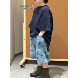 SS品牌童裝帥氣塗鴉牛仔褲五分褲2025新款兒童褲子女童短褲時髦