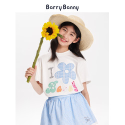 BarryBanny女大童T恤2025夏季新款女孩半袖圓領短袖兒童寬松上衣