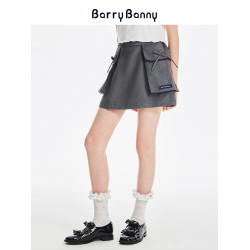 BarryBanny女童學院風半身裙夏季新款中大童A字短裙時髦透氣裙子