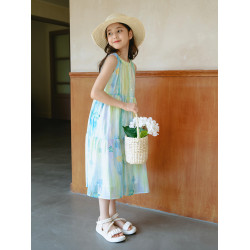 野柿童裝【蟬鳴之夏】女童連衣裙2025夏季新款女大童海灘度假長裙