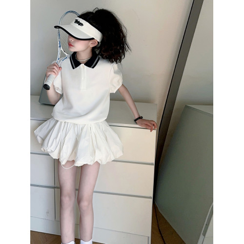 女童連衣裙夏季大童學院風新款夏裝t恤長裙花苞裙超好看兒童裙子