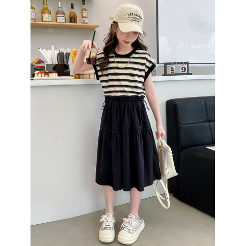 連衣裙2025新款夏季女中大童條紋裙子兒童韓版女孩洋氣學生夏裝潮