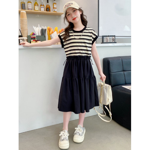 連衣裙2025新款夏季女中大童條紋裙子兒童韓版女孩洋氣學生夏裝潮