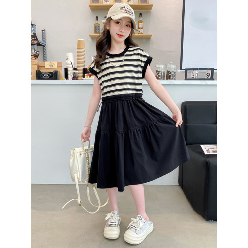 連衣裙2025新款夏季女中大童條紋裙子兒童韓版女孩洋氣學生夏裝潮