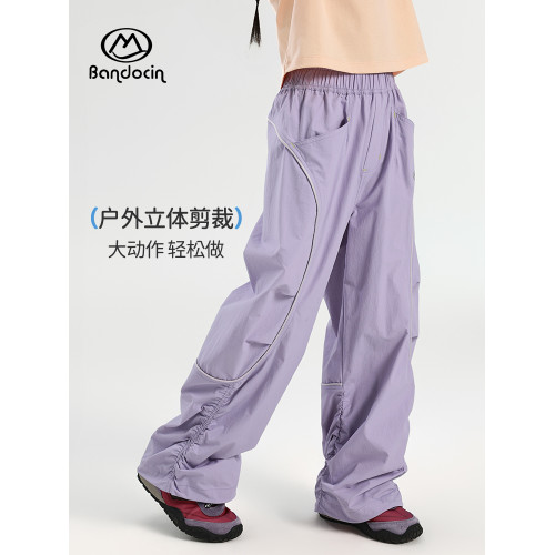 半度閒女童夏裝工裝褲薄款洋氣2025新款兒童夏季透氣運動褲長褲潮