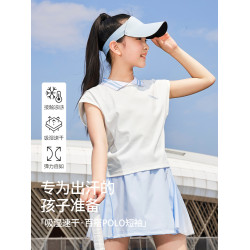 女童速乾衣夏季大童兒童polo衫冰絲套裝運動網球服訓練羽毛球短袖