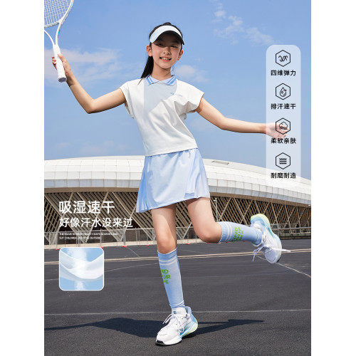 女童速乾衣夏季大童兒童polo衫冰絲套裝運動網球服訓練羽毛球短袖