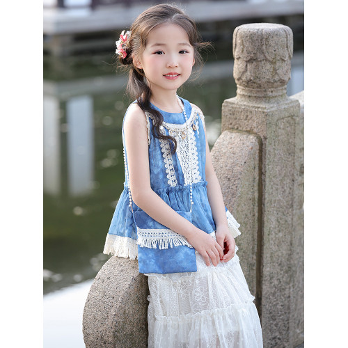 女童連衣裙夏裝2025新款兒童洋氣時髦背心裙公主裙女孩半身裙套裝