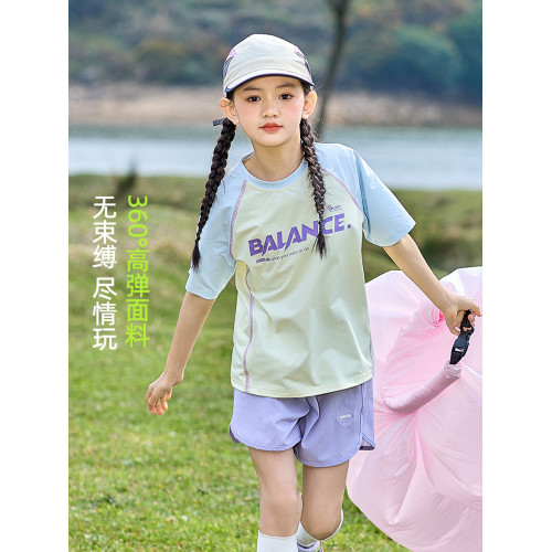 女童速乾衣短袖夏季薄款套裝兒童訓練女大童羽毛球服T恤運動上衣t