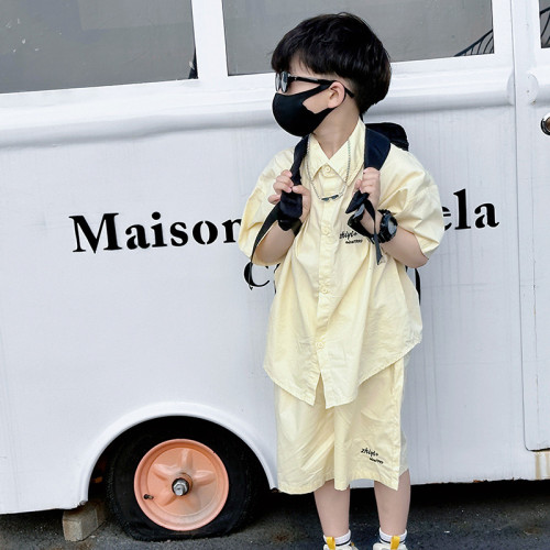 男童短袖襯衫襯衣炸街痞帥風2025新款套裝薄款夏帥氣時髦夏季純棉