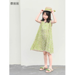 蔡爸爸童裝小清新度假風裙子2025新款女童裙夏薄款無袖連衣裙655