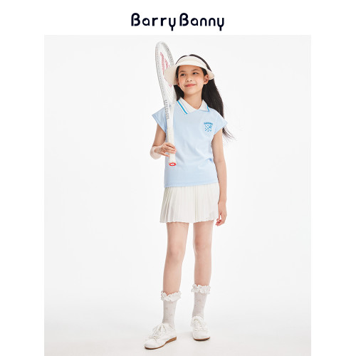 BarryBanny女童半身裙2025夏季新款兒童中大童百褶裙運動A字短裙