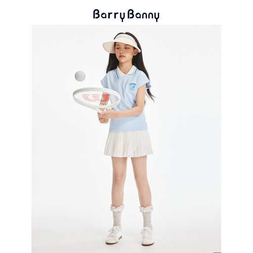 BarryBanny女童半身裙2025夏季新款兒童中大童百褶裙運動A字短裙