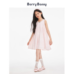 BarryBanny女童連衣裙2025夏季新款兒童洋氣女孩背心裙中大童裙子