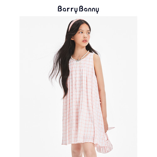 BarryBanny女童連衣裙2025夏季新款兒童洋氣女孩背心裙中大童裙子