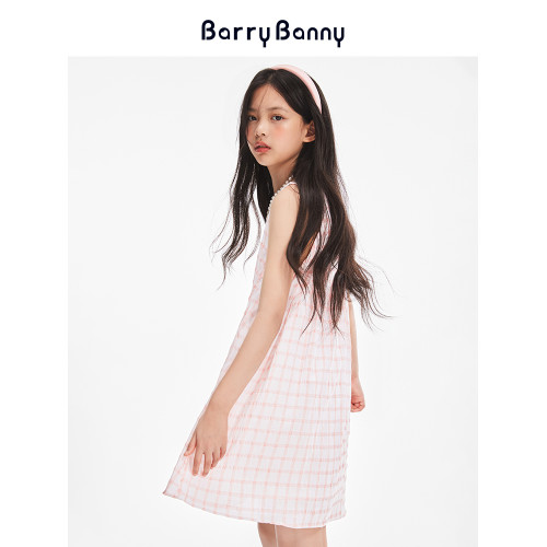 BarryBanny女童連衣裙2025夏季新款兒童洋氣女孩背心裙中大童裙子