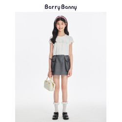 BarryBanny女童萊賽爾亮鑽短袖T恤夏季新款兒童洋氣百搭短款上衣