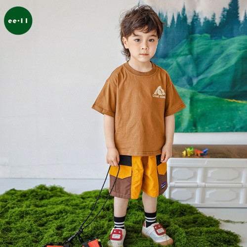 ee·11潮牌山系戶外童裝兒童短袖t恤2025夏季新款男童兒童純棉潮
